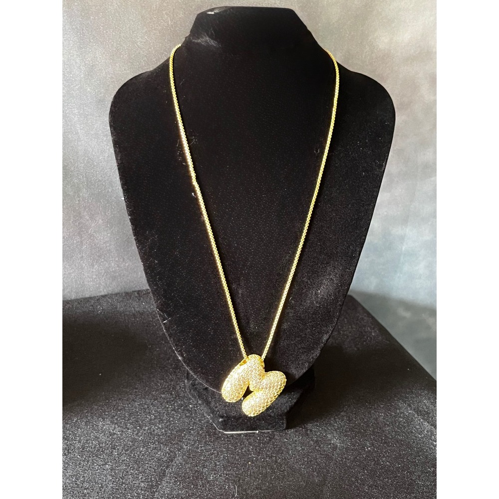 Initial Letter‎ M Pendant Necklace 18K Plated Sterling Silver Statement Fashion